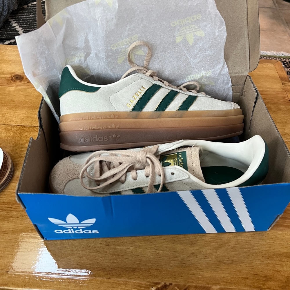adidas Gazelle Bold W in White & Green NWT